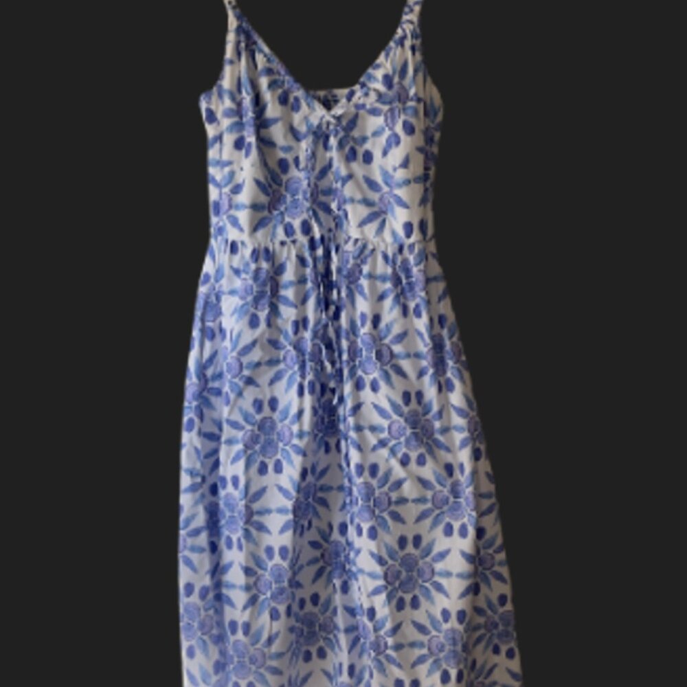 Hill House Home Juliana Dress XL | Blue White Purple Floral | Fitted - Picture 3 of 4